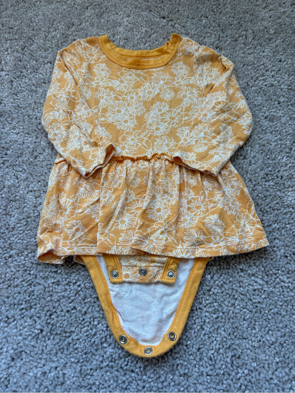 Baby Floral Long-Sleeve Bodysuit in Yellow